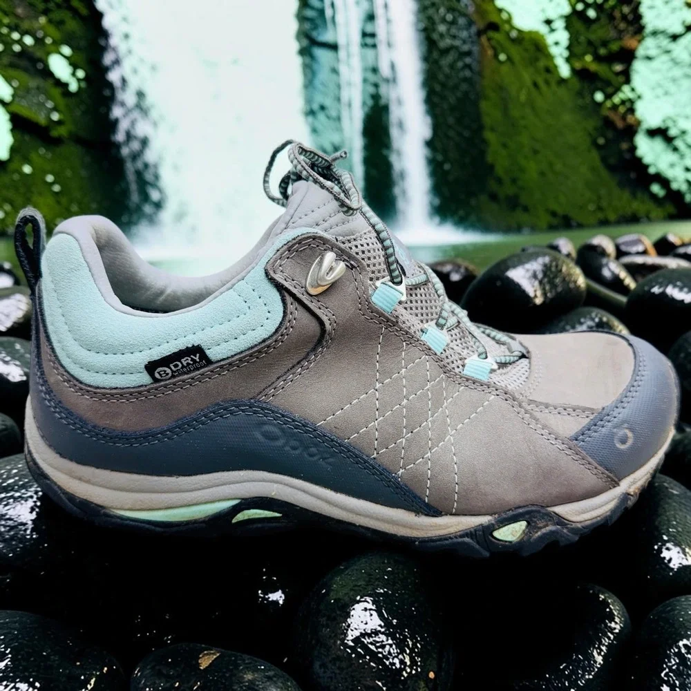 Oboz Bridger Low B-DRY Waterproof Hiking Shoes Gray Blue Wide Mens 7.5W